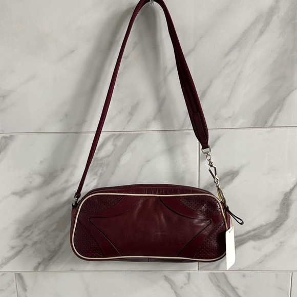 Authentic Prada Maroon Leather Shoulder Bag and Prada Red Zippy Wallet - Picture 3 of 17